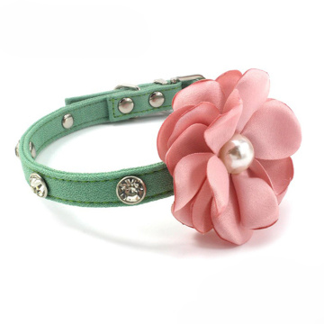 Printing Fashion Pet Lead Knitting Flower Leather Dog Collars